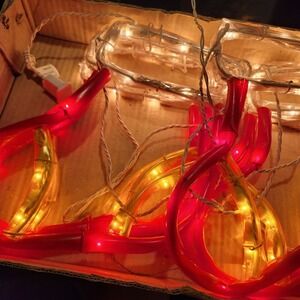 Mr. Christmas Mini Mini Light Sculpture String 6 Stocking Lights 15ft 1994 Red